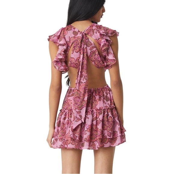 Misa Los Angeles Shadi Mini Dress Amaranth Flora - Picture 2 of 5